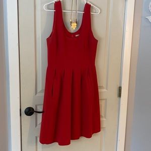 Fit and flare ribbed red Banana Republic dress